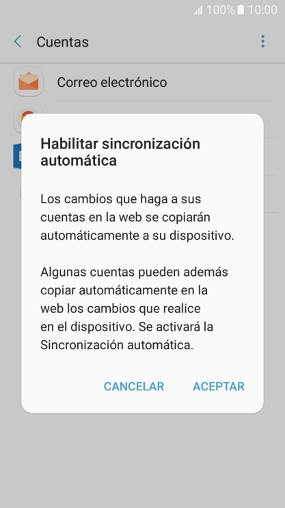 Pulsa ACEPTAR para activar la función.