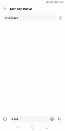 Pulsa el icono de envío cuando termines de escribir el mensaje corto.