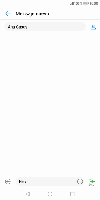 Pulsa el icono de envío cuando termines de escribir el mensaje corto.