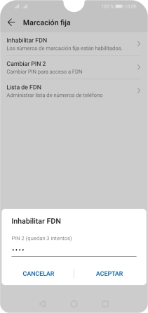 Introduce el código PIN2 y pulsa ACEPTAR.