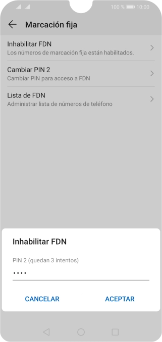 Introduce el código PIN2 y pulsa ACEPTAR.