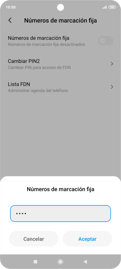 Introduce el código PIN2 y pulsa Aceptar.