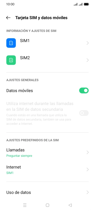 Pulsa Uso de datos.
