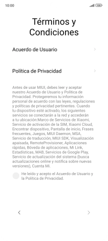 Pulsa en el campo  para aceptar los términos y condiciones.