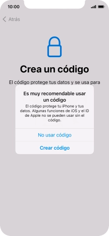Si desactivas la función, pulsa No usar código.