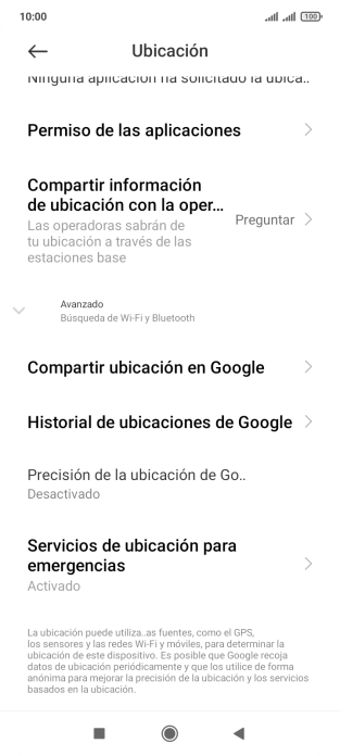 Pulsa Precisión de la ubicación de Go...