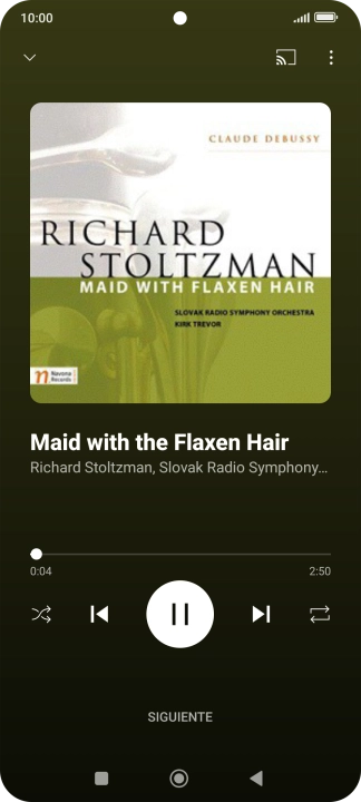 Pulsa la flecha hacia la derecha para ir al archivo de música siguiente.