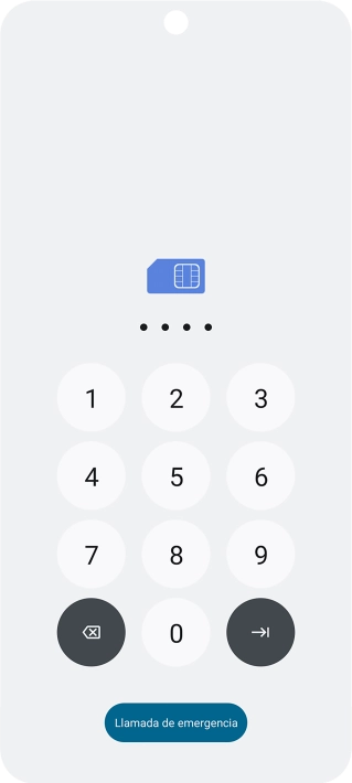 Si lo solicita el teléfono, introduce el código PIN y pulsa la flecha hacia la derecha.