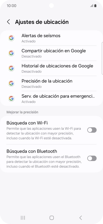Pulsa Precisión de la ubicación.