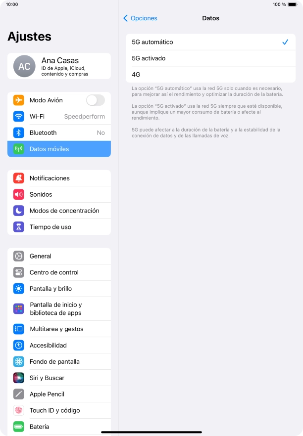 Si deseas activar el cambio automático entre una red 5G y 4G, pulsa 5G automático.
