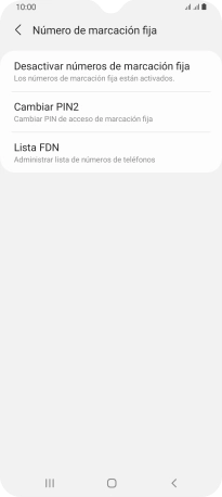 Pulsa Desactivar números de marcación fija.