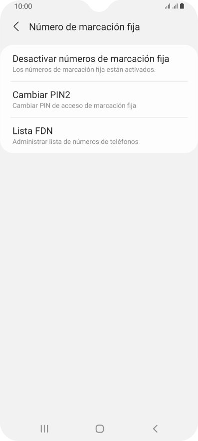 Pulsa Desactivar números de marcación fija.