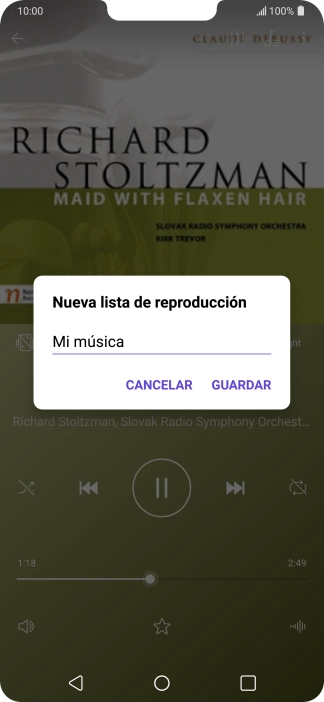 Introduce el nombre deseado de la lista de reproducción y pulsa GUARDAR.