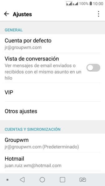 Pulsa la cuenta de correo electrónico deseada.