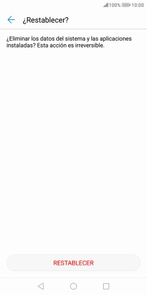 Pulsa RESTABLECER. Espera unos instantes mientras el teléfono restablece la configuración predeterminada. Sigue las indicaciones de la pantalla para configurar el teléfono y dejarlo listo para su uso.