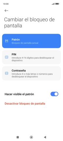 Pulsa Desactivar bloqueo de pantalla e introduce el código de seguridad extra que has creado anteriormente.