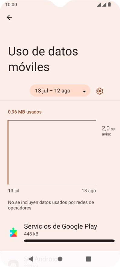 El consumo de datos por cada aplicación aparece bajo el nombre de la aplicación.