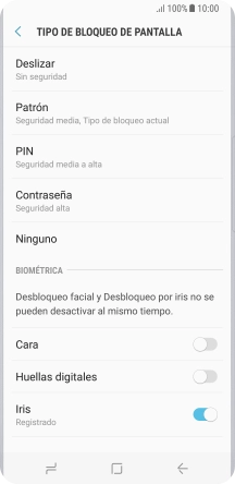 Pulsa Ninguno y sigue las indicaciones de la pantalla para desactivar el uso del código de seguridad.