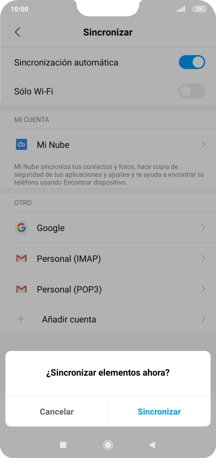 Si activas la función, pulsa Sincronizar.