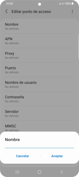 Introduce Vodafone Internet y pulsa Aceptar.