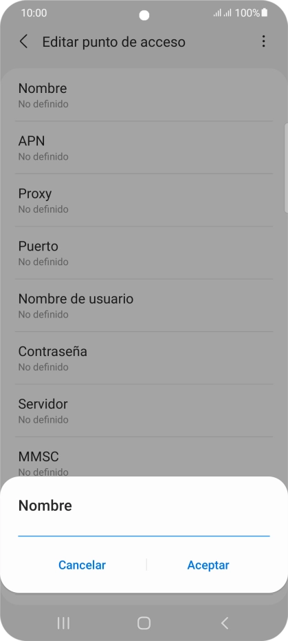 Introduce Vodafone Internet y pulsa Aceptar.