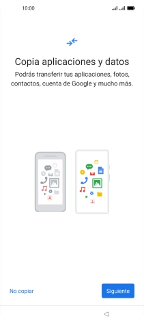 Puedes transferir el contenido de otro teléfono cuando activas tu teléfono por primera vez y cuando lo has restablecido. Cuando aparezca en la pantalla del teléfono esta imagen, ya está listo para la transmisión del contenido del otro teléfono.