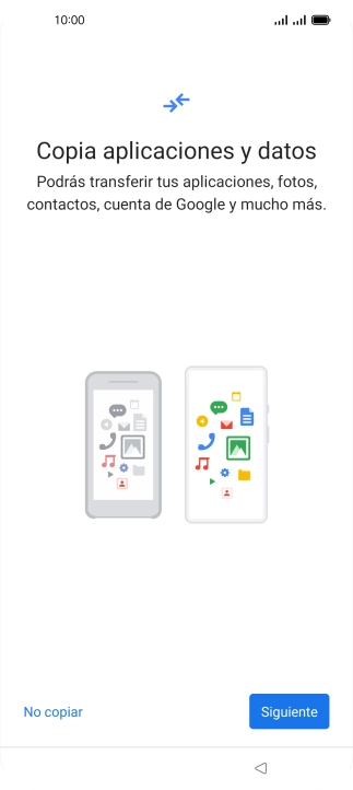 Puedes transferir el contenido de otro teléfono cuando activas tu teléfono por primera vez y cuando lo has restablecido. Cuando aparezca en la pantalla del teléfono esta imagen, ya está listo para la transmisión del contenido del otro teléfono.