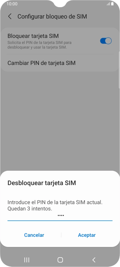 Introduce tu código PIN y pulsa Aceptar.
