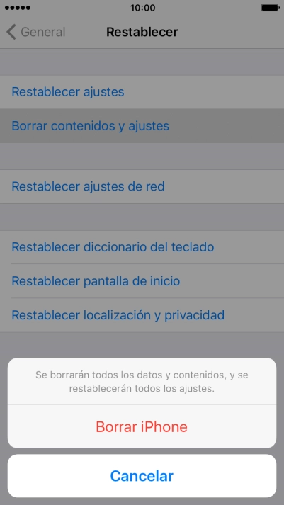 Pulsa Borrar iPhone.