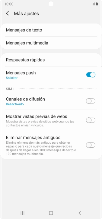 Pulsa Mensajes de texto.