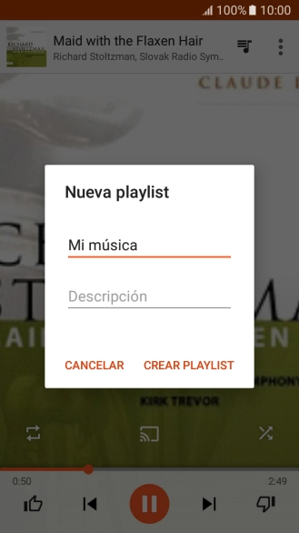 Introduce el nombre deseado de la lista de reproducción y pulsa CREAR PLAYLIST.