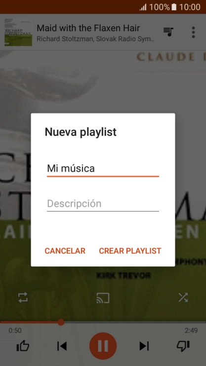 Introduce el nombre deseado de la lista de reproducción y pulsa CREAR PLAYLIST.