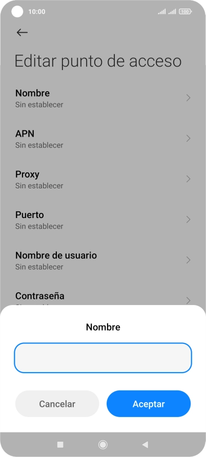 Introduce Vodafone Internet y pulsa Aceptar.