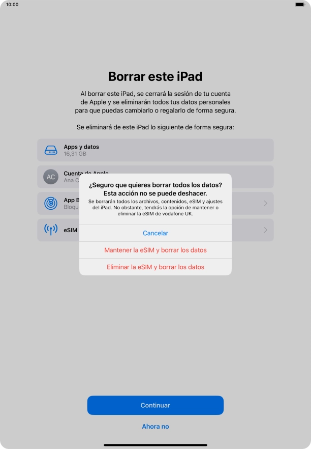 Pulsa el ajuste deseado.