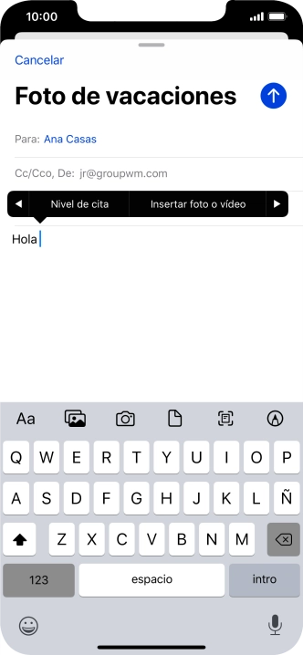 Pulsa Insertar foto o vídeo y sigue las indicaciones de la pantalla para adjuntar una fotografía o un videoclip.