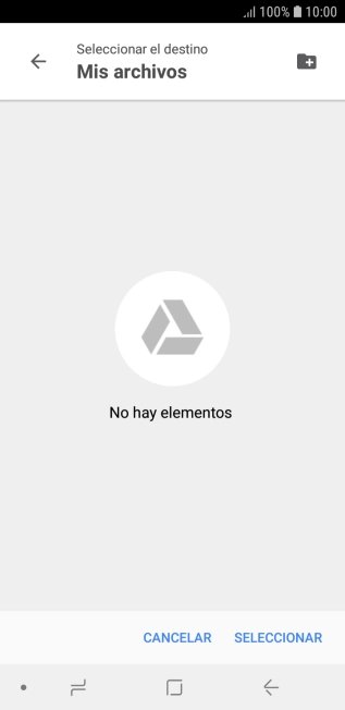 Si deseas crear una nueva carpeta, pulsa el icono de nueva carpeta y sigue las indicaciones de la pantalla para crearla.