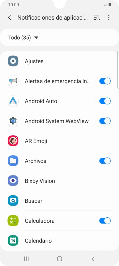 Pulsa el indicador junto a las apps deseadas para activar o desactivar la función.