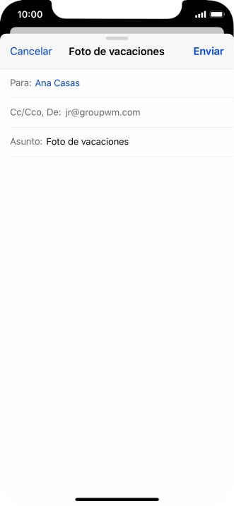 Pulsa en el campo de escritura  y escribe el texto del correo electrónico.