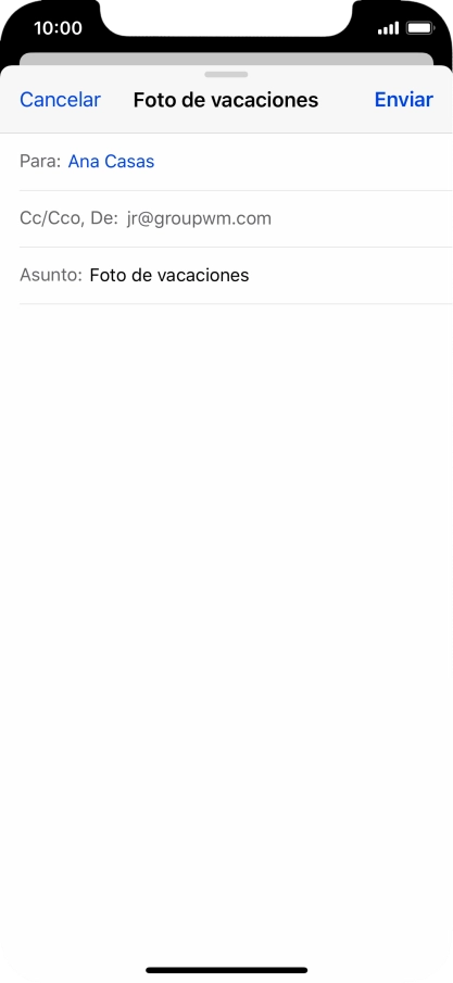 Pulsa en el campo de escritura  y escribe el texto del correo electrónico.
