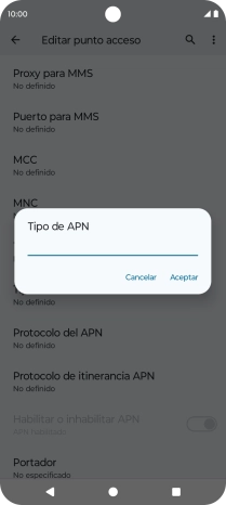 Introduce default y pulsa Aceptar.