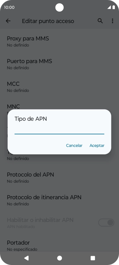 Introduce default y pulsa Aceptar.
