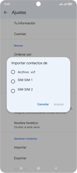 Pulsa la tarjeta SIM deseada.