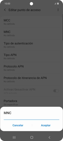 Introduce 01 y pulsa Aceptar.