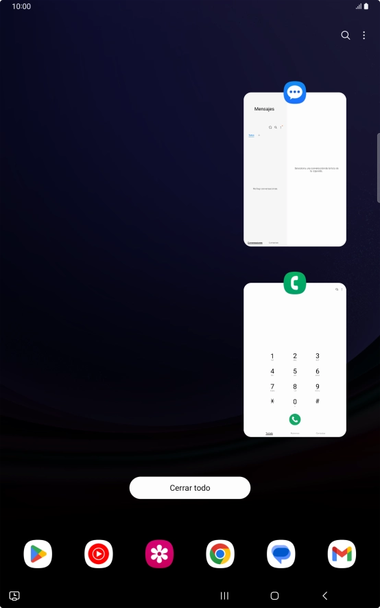 Para cerrar una sola aplicación en ejecución, desliza el dedo hacia arriba sobre la aplicación deseada.