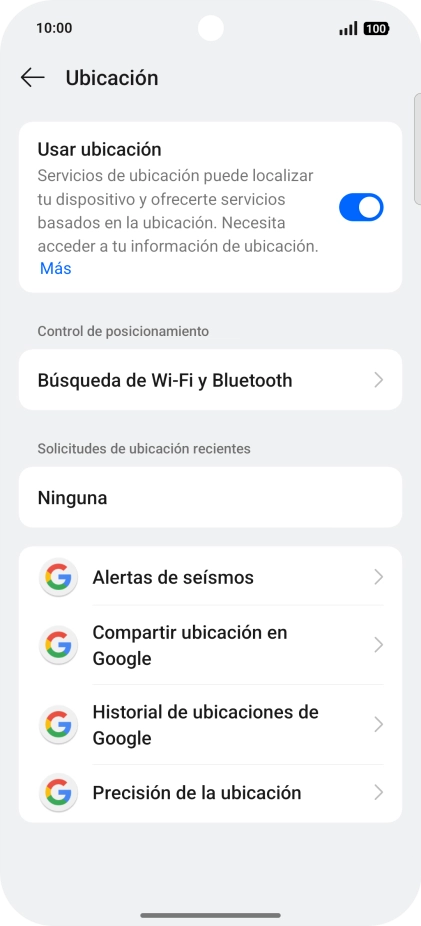 Pulsa Precisión de la ubicación.