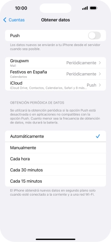 Si desactivas la función, pulsa el ajuste deseado.