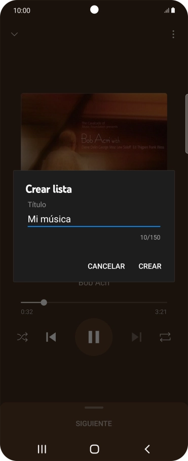 Introduce el nombre deseado de la lista de reproducción y pulsa CREAR.