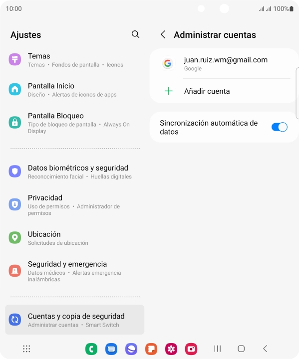 Pulsa la cuenta deseada.