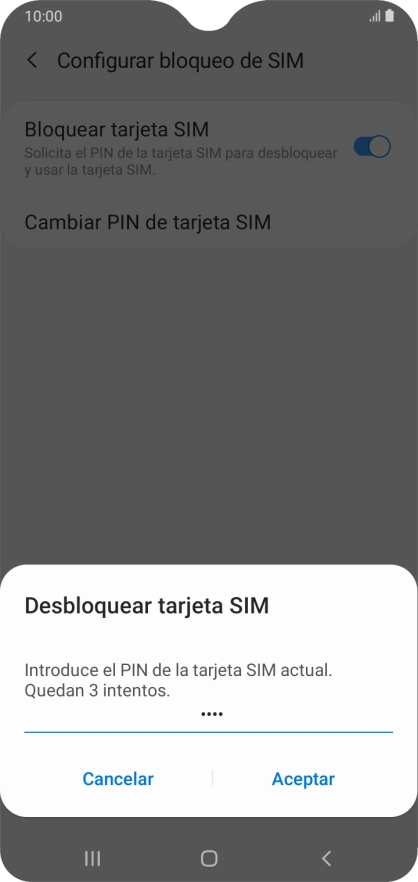 Introduce tu código PIN y pulsa Aceptar.