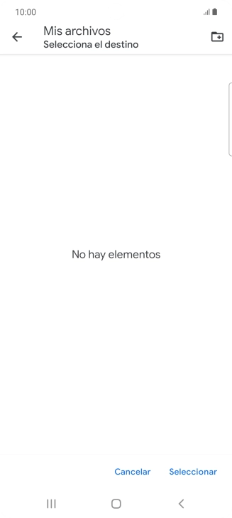 Si deseas crear una nueva carpeta, pulsa el icono de nueva carpeta y sigue las indicaciones de la pantalla para crearla.